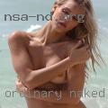 Ordinary naked woman getting